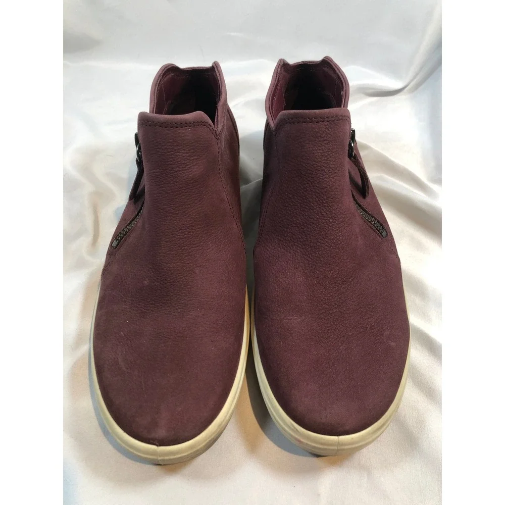 Ecco Soft 7 Tred Zip Burgundy Nubuck Leather Ankle Boots Womens 10 41 430243